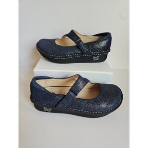Alegria Dayna Navy Blue Sparkle Glitter Leather Mary Jane Y2K 90s Shoes 38 8 8.5
